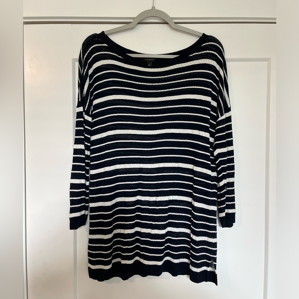 Talbots Navy Striped Sweater